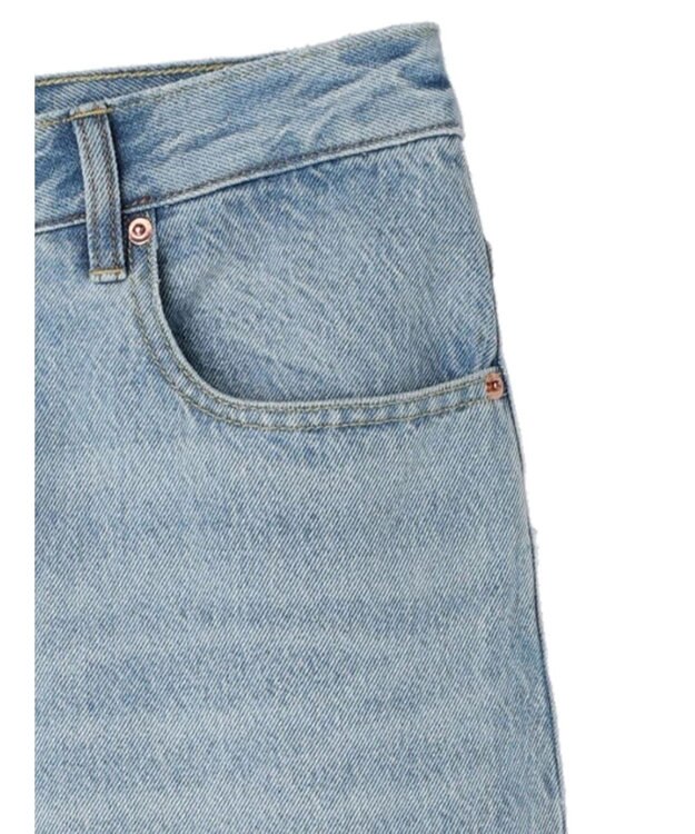 earth music&ecology ウ゛ィンテージ加工セルフカットワイドデニム Light Indigo