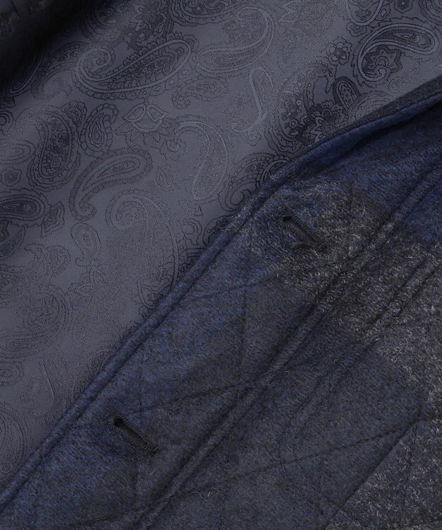 JOSEPH ABBOUD 【イタリア素材/軽量/中綿キルト】 スライバーチェックキルト ジャケット ネイビー系4