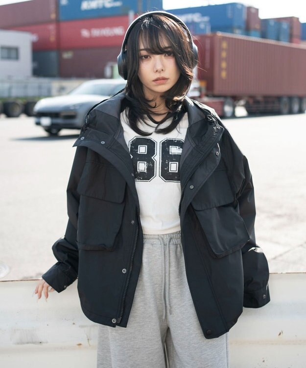 WEGO 【ユニセックス着用ITEM/アウトドア】フードシェルブルゾン ブラック