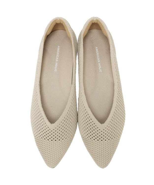 AMERICAN HOLIC 【整履き】メッシュニットフラットパンプス Beige