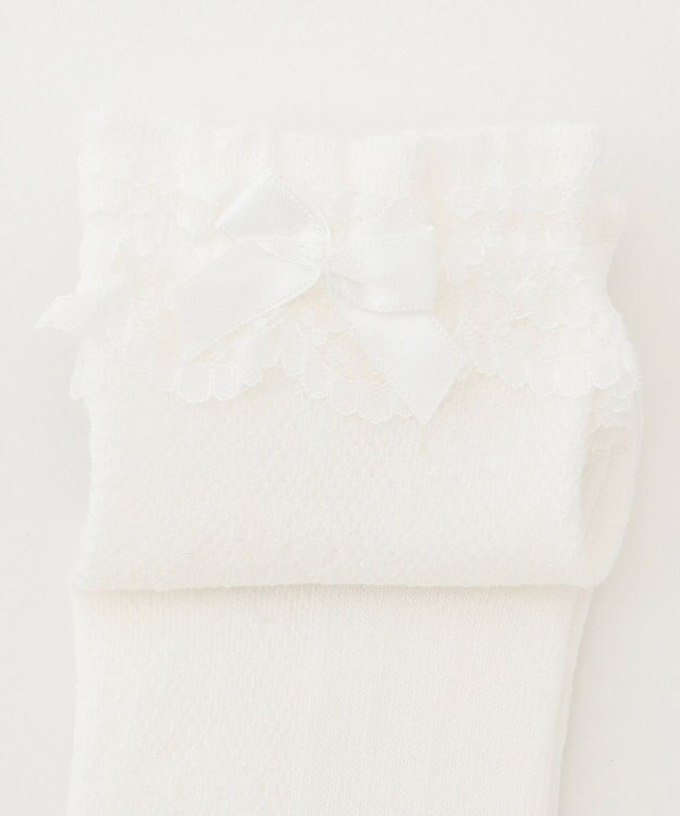 ANY KIDS 【日本製】レース ラメ ショート ソックス アイボリー