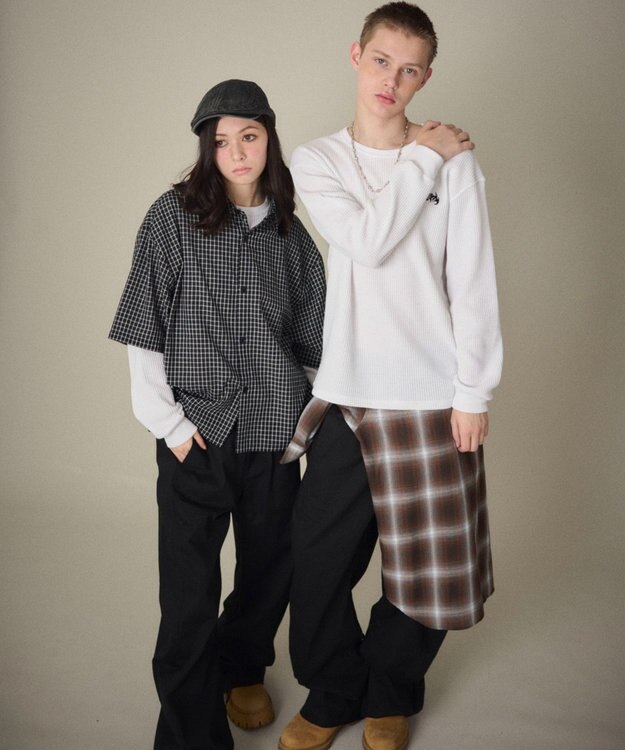 WEGO 【ユニセックス着用ITEM】ステッチカラーチノパンツ ブラック