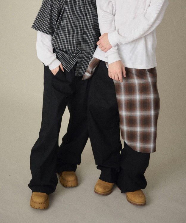 WEGO 【ユニセックス着用ITEM】ステッチカラーチノパンツ ブラック