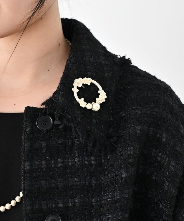 Pisceans フローラル&コットンパールブローチ マットゴールド