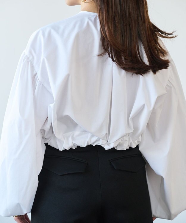 #Newans ウエストリボンショートブラウス ホワイト
