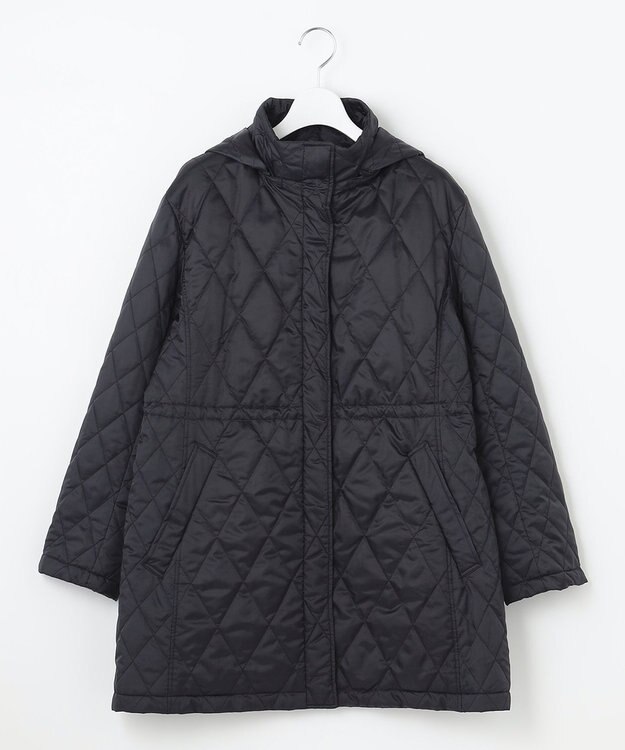 自由区 L 【洗える】ブライトキルト フード付きコート ネイビー系