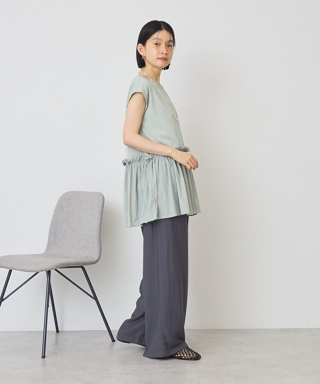 AMERICAN HOLIC 汗染み防止・異素材ペプラムプルオーバー Grayish Khaki