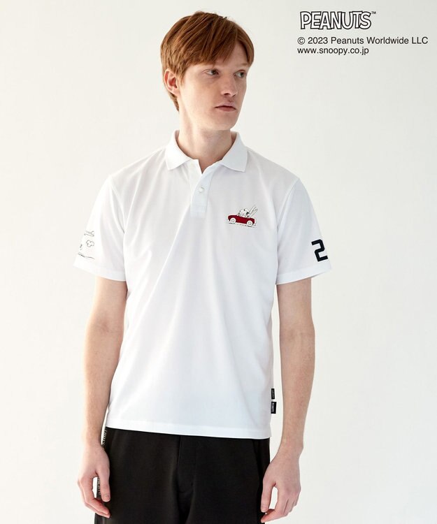 23区GOLF 【PEANUTS】【MEN】スヌーピーコラボ 半袖ポロシャツ ホワイト系