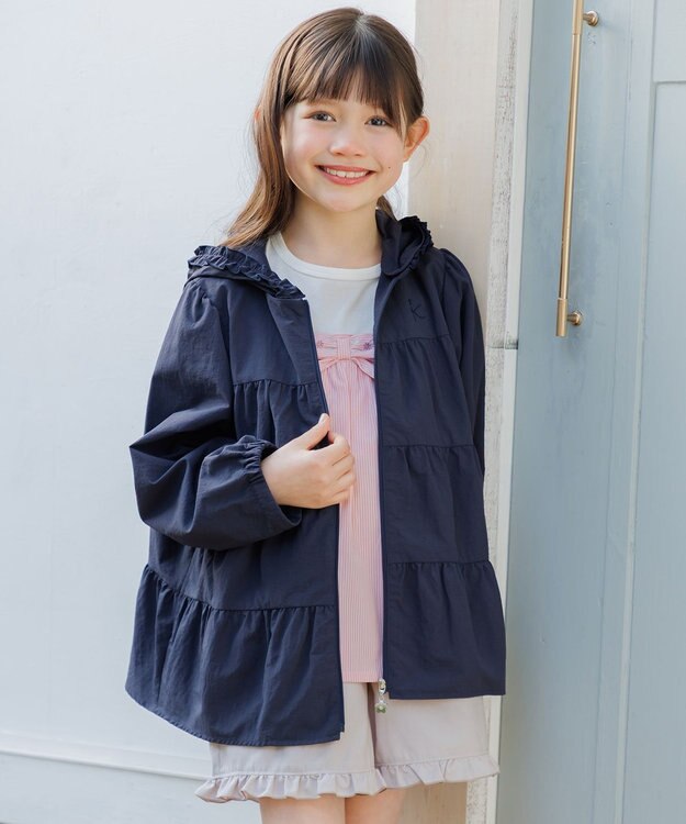 組曲 KIDS 【150-170㎝】 撥水ティアードマウンパ ネイビー