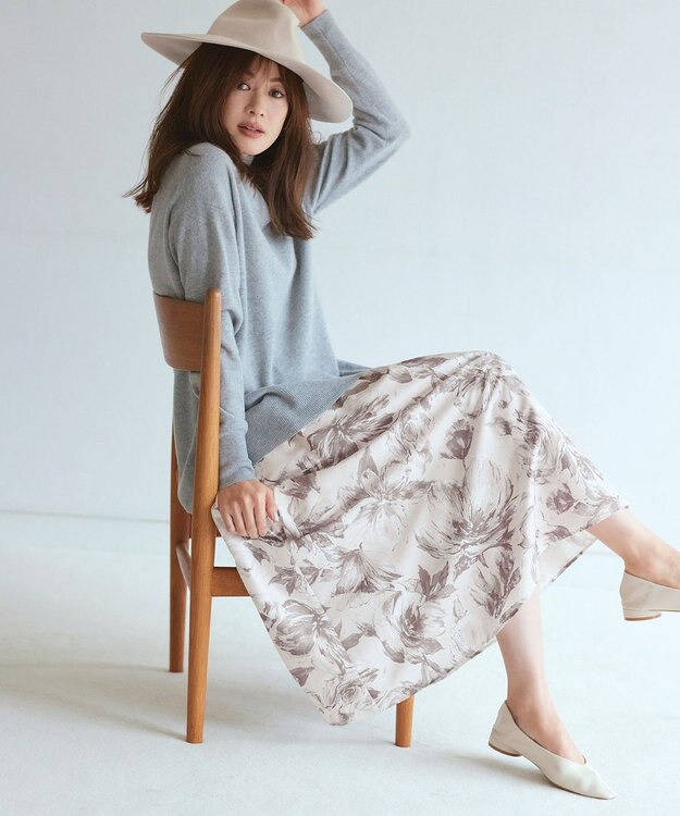 23区 CARIAGGIウールカシミヤ ハイネック ニット ライトグレー系