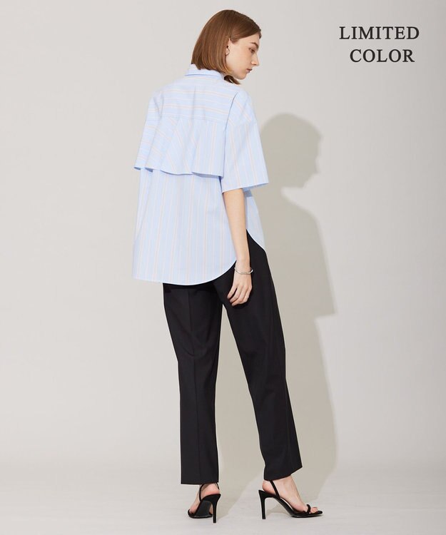 ICB 【WEB限定カラーあり・洗える】ラッフルデザインシャツ サックスブルーストライプ系［WEB限定］