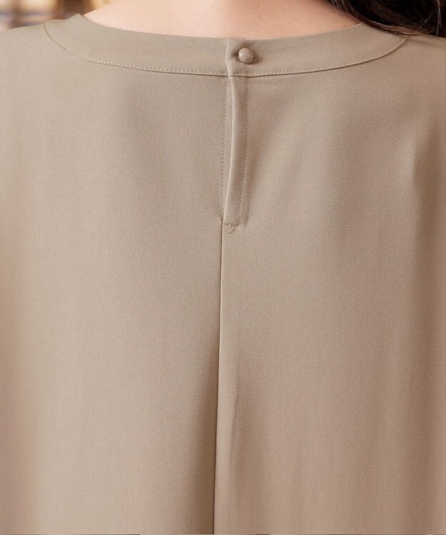 Tiaclasse L 【洗える】パフ袖ピンタックロングワンピース ライトベージュ