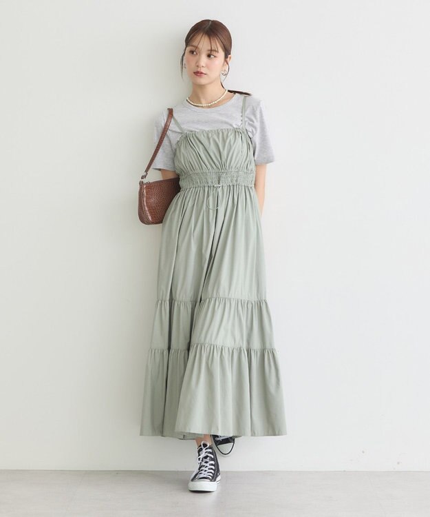 earth music&ecology ドロストシャーリングキャミワンピース Light Khaki