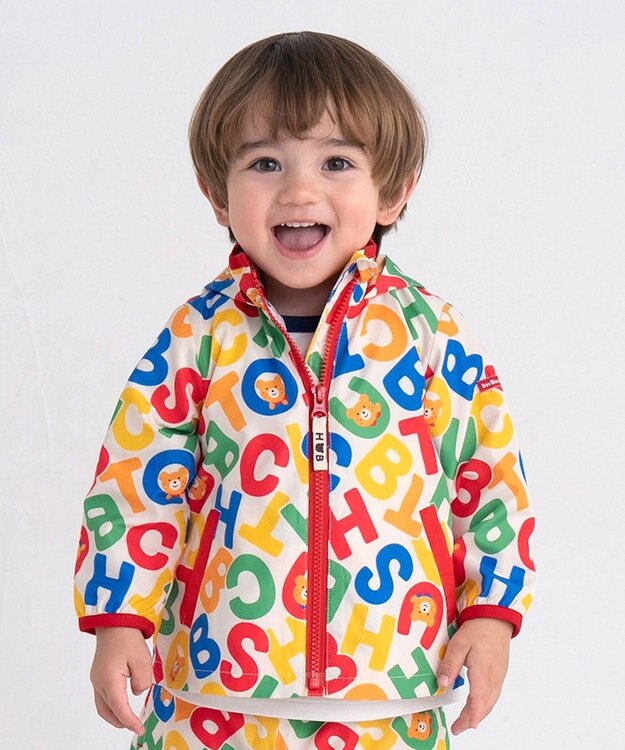 MIKI HOUSE HOT BISCUITS 【80-120cm】 ロゴ総柄 ウインドブレーカー