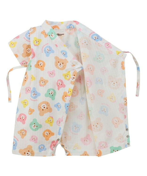 MIKI HOUSE HOT BISCUITS 総柄 ベビー甚平オール ギフトセット【BOX付き】 白