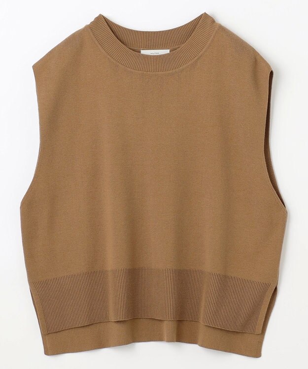 ANY 【洗濯機可】スリットニットベスト キャメル