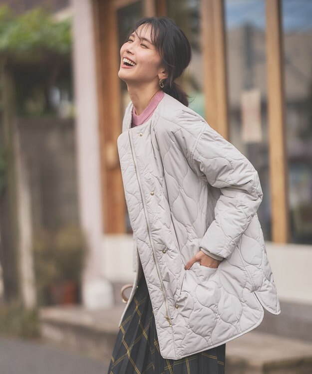 ANY L 【蓄熱保温/撥水/洗濯機可能】撥水ウォームキルトブルゾン エクリュ