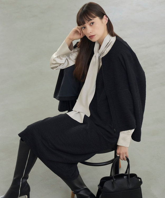 ICB 【洗える】 ヴィンテージストレッチサテン ブラウス トープ系