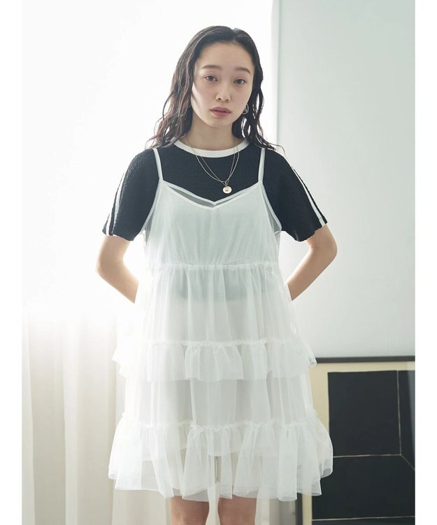earth music&ecology チュールミニキャミワンピース Ivory