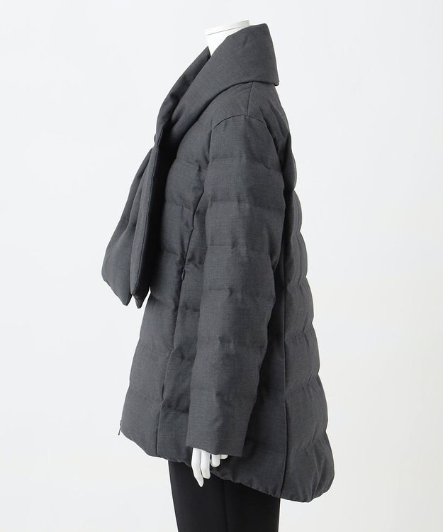 23区 S 【R(アール)】ウールダウン マフラー付きノーカラーコート グレー系