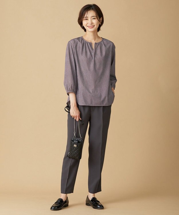 J.PRESS LADIES 【洗える】 RELAXION ツイル ストレート パンツ グレー系