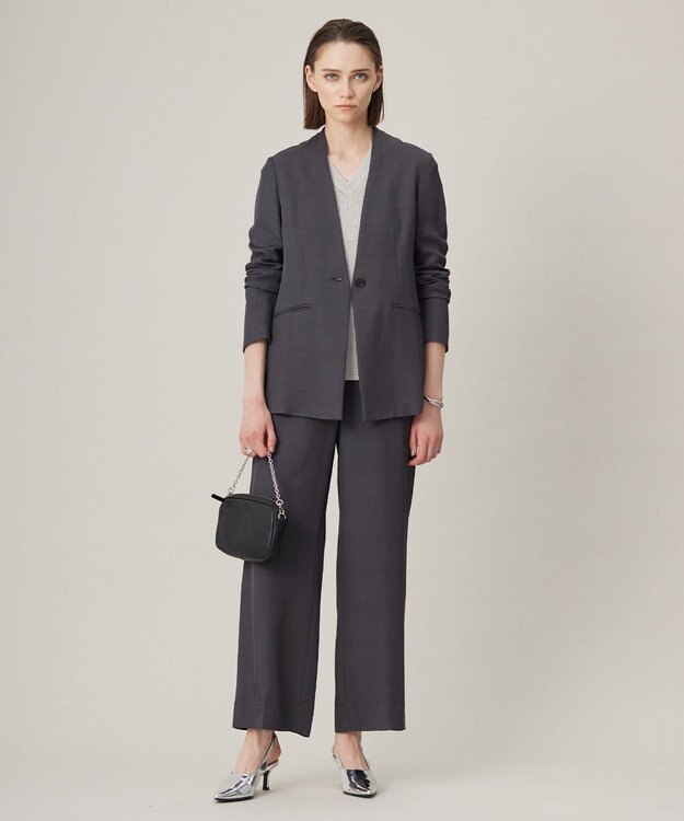 ICB L Vi/Ly/Liツイル ワイドストレートパンツ チャコール系