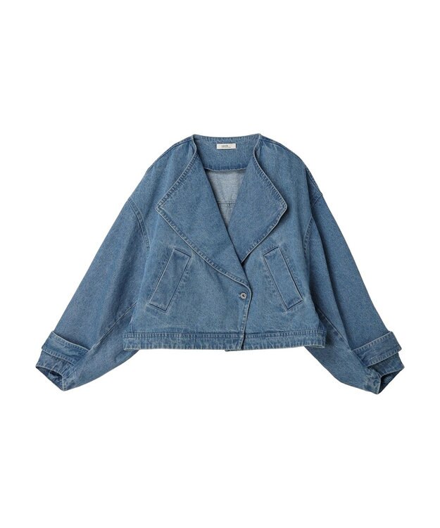 earth music&ecology ビッグカラーショートジャケット Light Indigo
