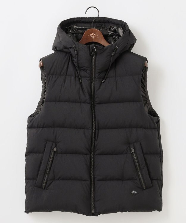 JOSEPH ABBOUD MOUNTAIN 【サステナブル/軽量/8ポケット/JAPANファブリック】ライトナイロンワッシャー アウトドアダウンベスト ブラック系
