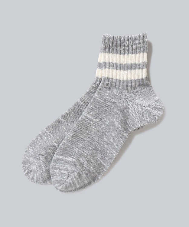 WHITE MAILS 【UNISEX】PAPER STRIPE SHORT ソックス 杢グレー