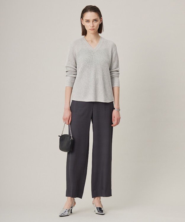 ICB L Vi/Ly/Liツイル ワイドストレートパンツ チャコール系