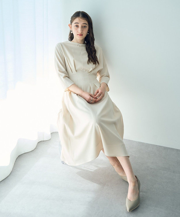 YECCA VECCA タックデザインドレス Ivory