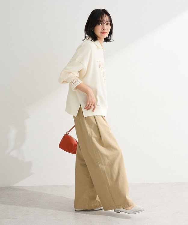 Green Parks オーバーサイズロゴ裏毛プルオーバー Ecru