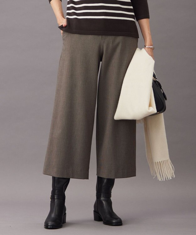 J.PRESS LADIES 【WEB限定カラーあり・洗える】T/Rアルガンシルク ワイド パンツ ブラウン系