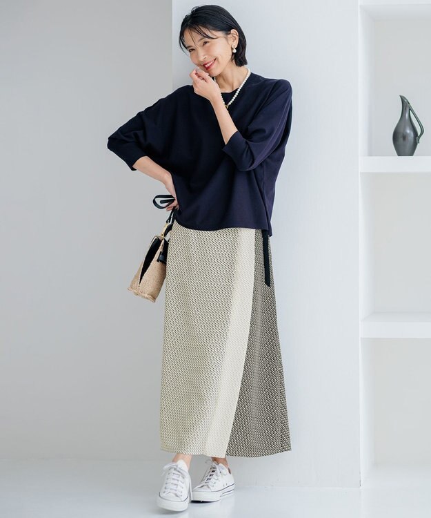 23区 【洗える】コンフォートストレッチ ドルマン ニット ネイビー系