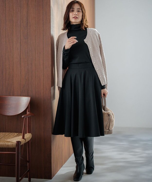 組曲 【WEB限定カラーあり】ウールライクストレッチ フレアスカート 【WEB限定】ブラック系9