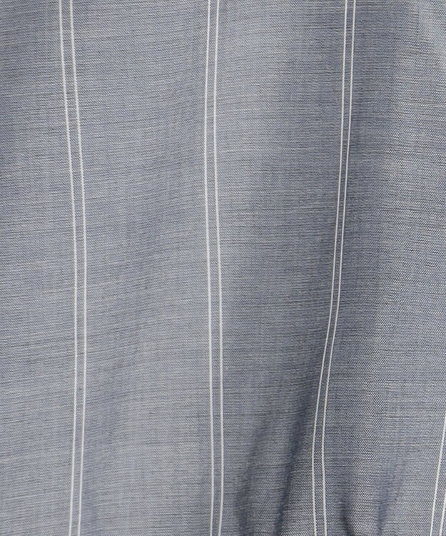 ANY L 半袖ティアードブラウス チャコール×ストライプ