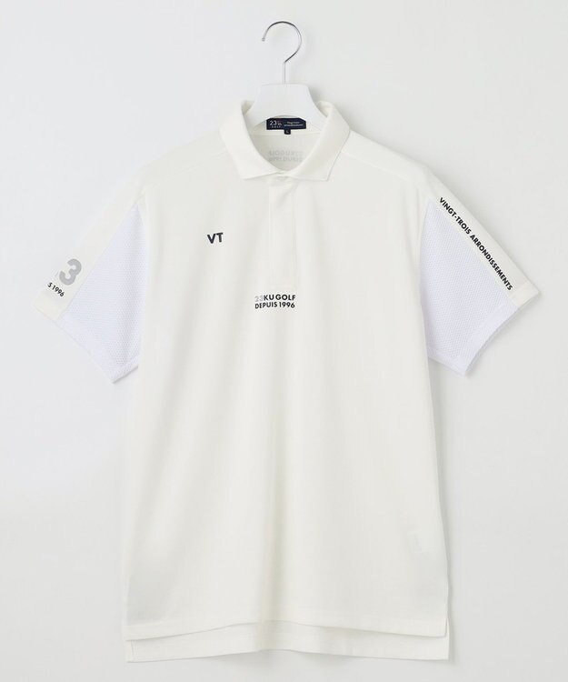 23区GOLF 【MEN】【吸水速乾】ポンチコンビ ポロシャツ ホワイト系