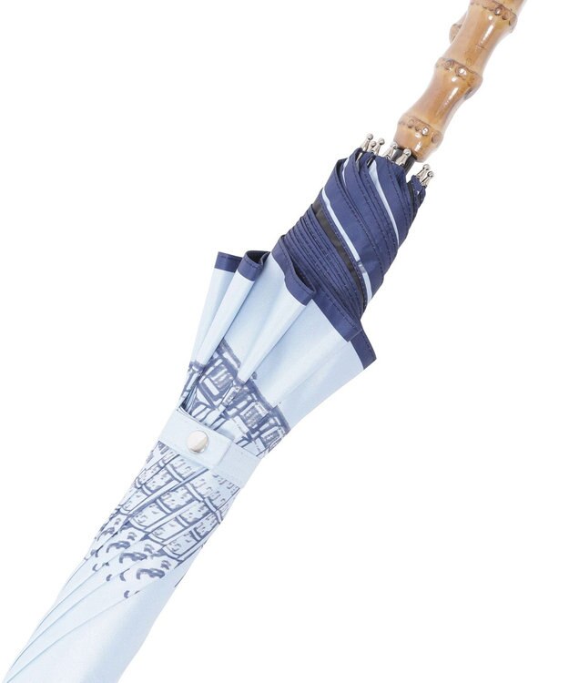 MOONBAT 【遮光100%】SOLFEGE MODE  晴雨兼用 長傘 日傘 街並プリント サックスブルー