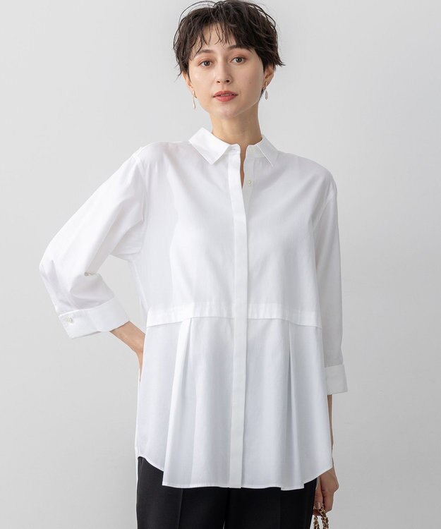 23区 S 【見上愛さん着用/洗える】CANCLINI ハーフスリーブ シャツ ホワイト系