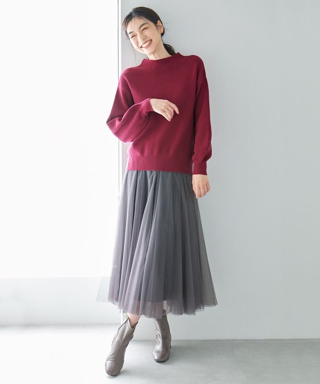 ANY 【洗濯機可能/8色展開】ソフトタッチポリエステルニット ローズレッド