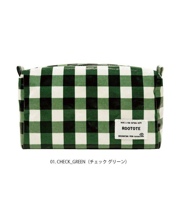 ROOTOTE 1031【ポーチ】WR.ポーチ.ラミネート-Q 01：チェック・グリーン