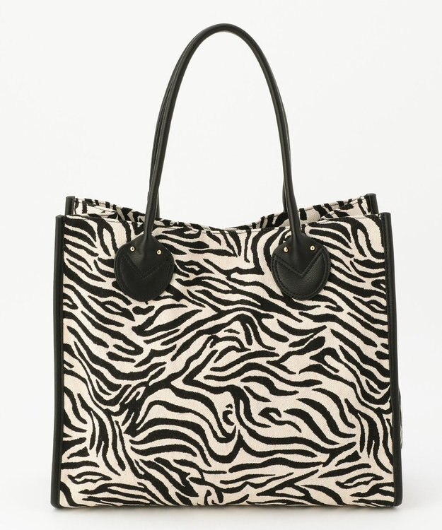 UNBILLION cachecache 丸手根革スクエアトートバッグ ゼブラ