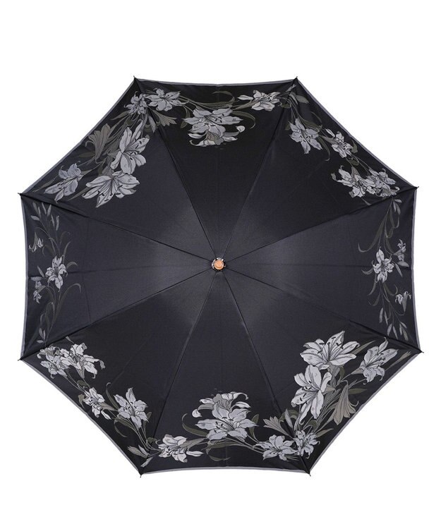 槇田商店 絵おり 百合(ゆり) 折りたたみ傘 ブラック 黒
