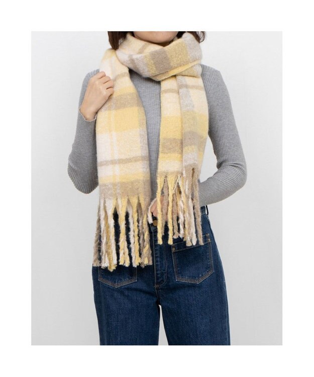 UNBILLION カシュネ cache nez / リサイクルポリペールカラーチェックストール イエロー