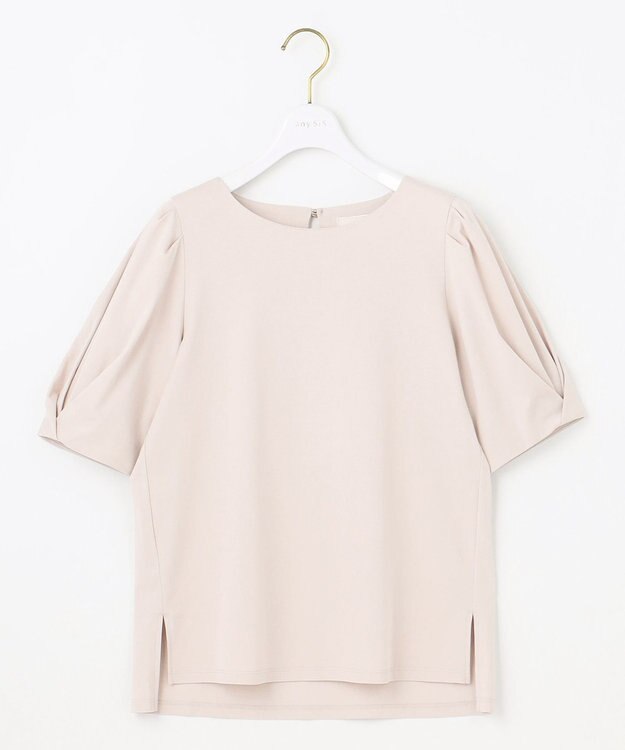 ANY SIS S 【撥水・汗ジミ防止・UVケア・洗える】スーピマスムース 袖タック Tシャツ アイボリーベージュ
