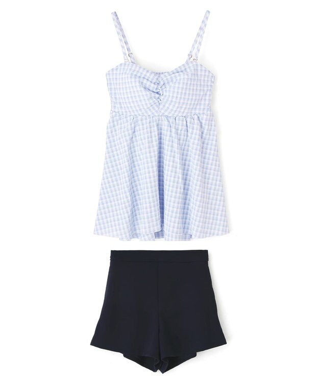 San-ai Resort（三愛水着楽園） 【WEB限定】ペプラムチェック3点セット【Beach Queen（ビーチクイーン）】 ブルー