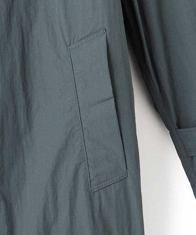 J.PRESS YORK STREET 【UNISEX】ナイロンワッシャーステンカラーコート スモーキーグリーン系