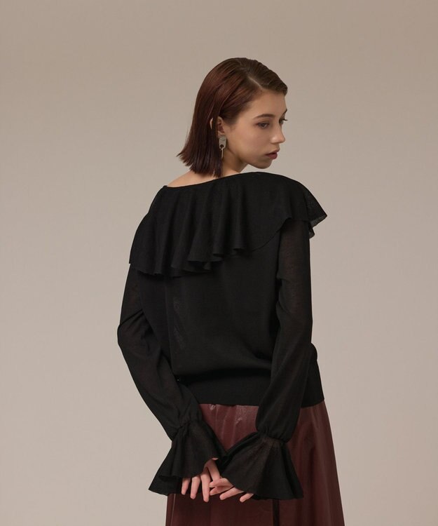 GRACE CONTINENTAL フリルニットカーディガン ブラック