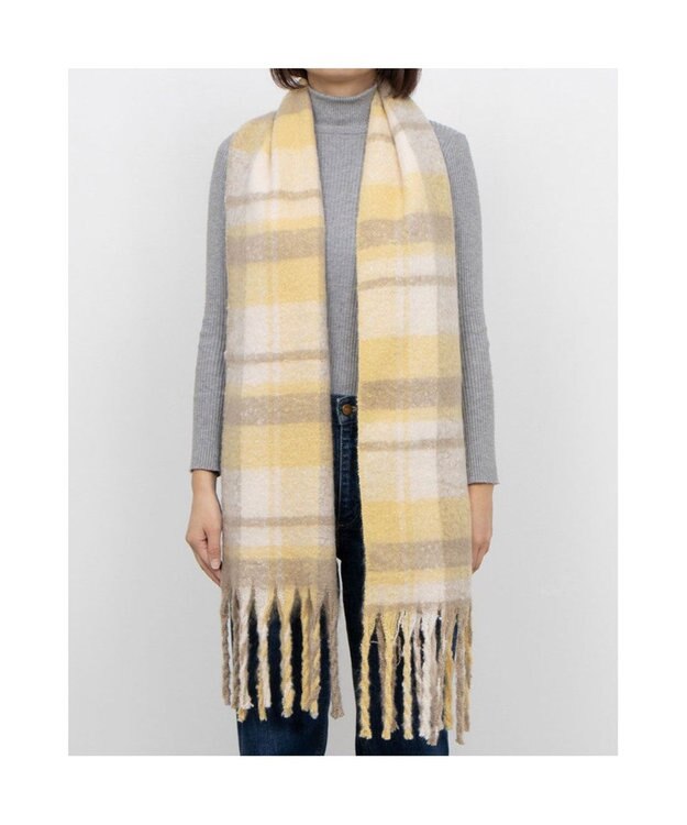 UNBILLION カシュネ cache nez / リサイクルポリペールカラーチェックストール イエロー
