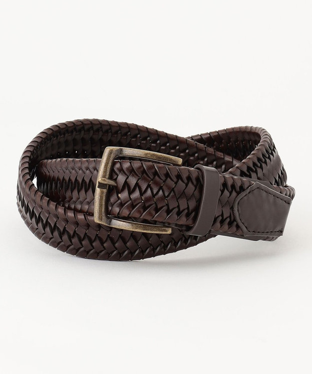 JOSEPH ABBOUD 【伸びる/日本製】ストレッチレザー ベルト ダークブラウン系